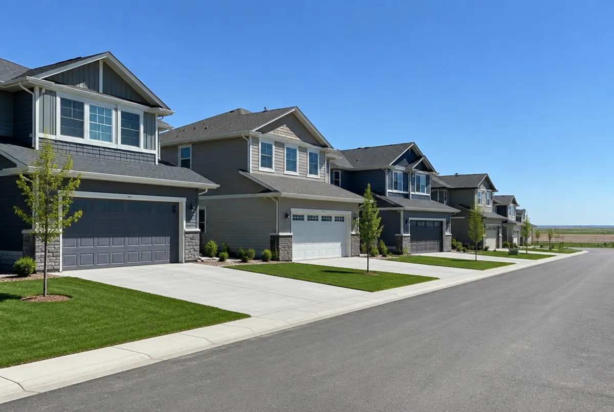 Newer homes with attached garages in Airdrie, Alberta