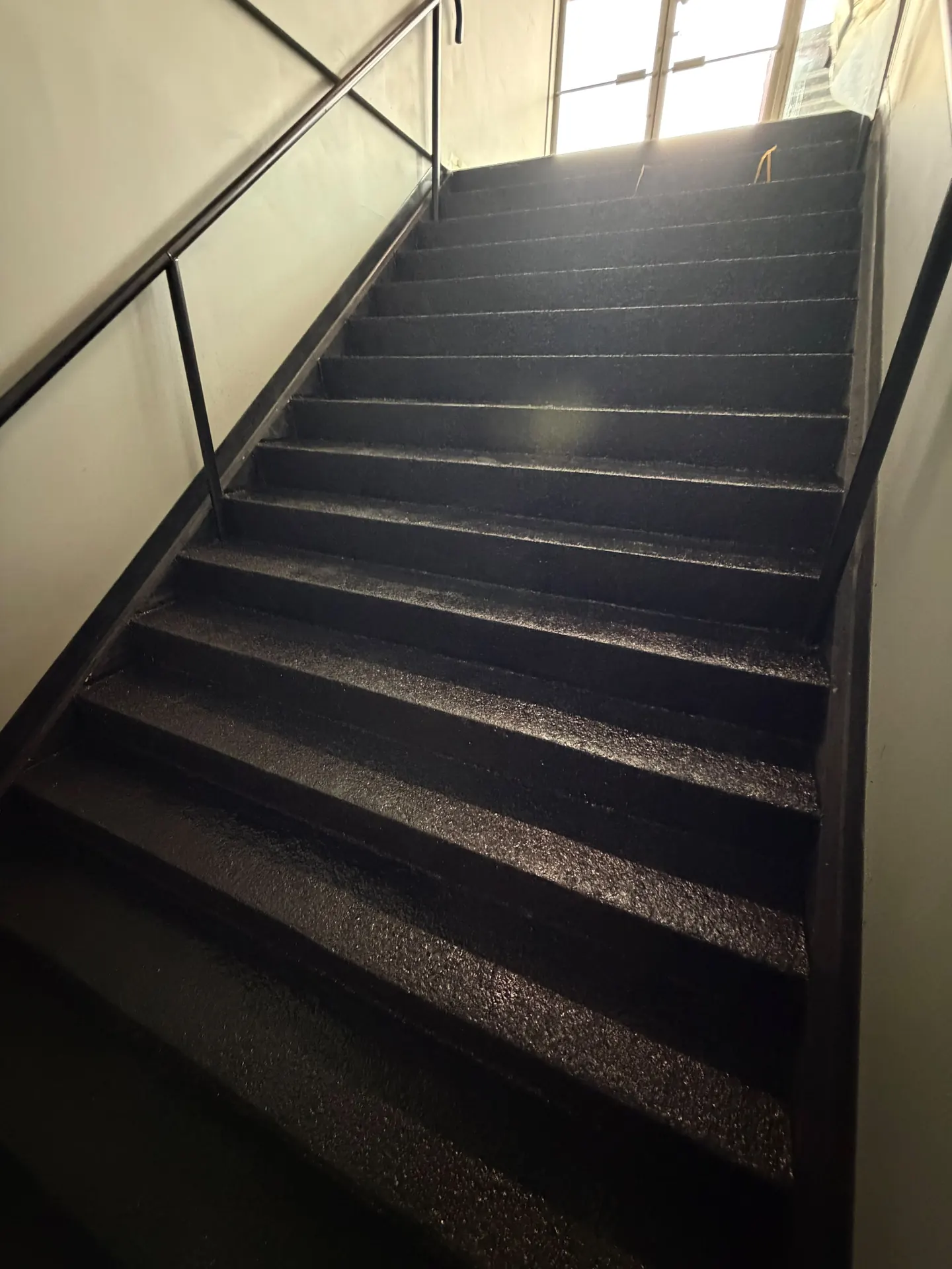 Flake epoxy coated staircase, by Westside Mogul Resin in Calgary