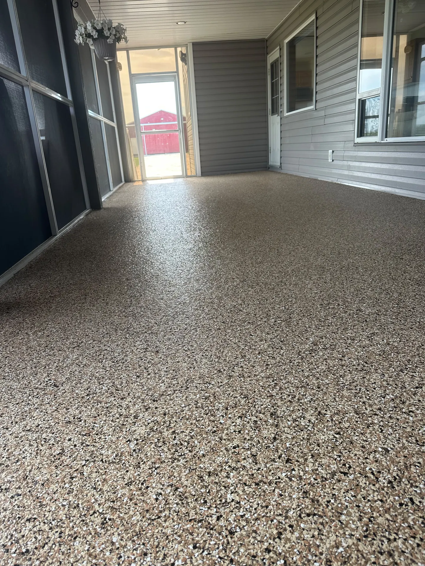 Flake epoxy sunroom floor by Westside Mogul Resin in Calgary